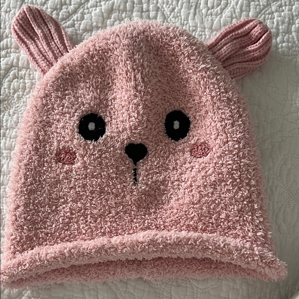 Charming Pink Bear Knit Hat for Women
